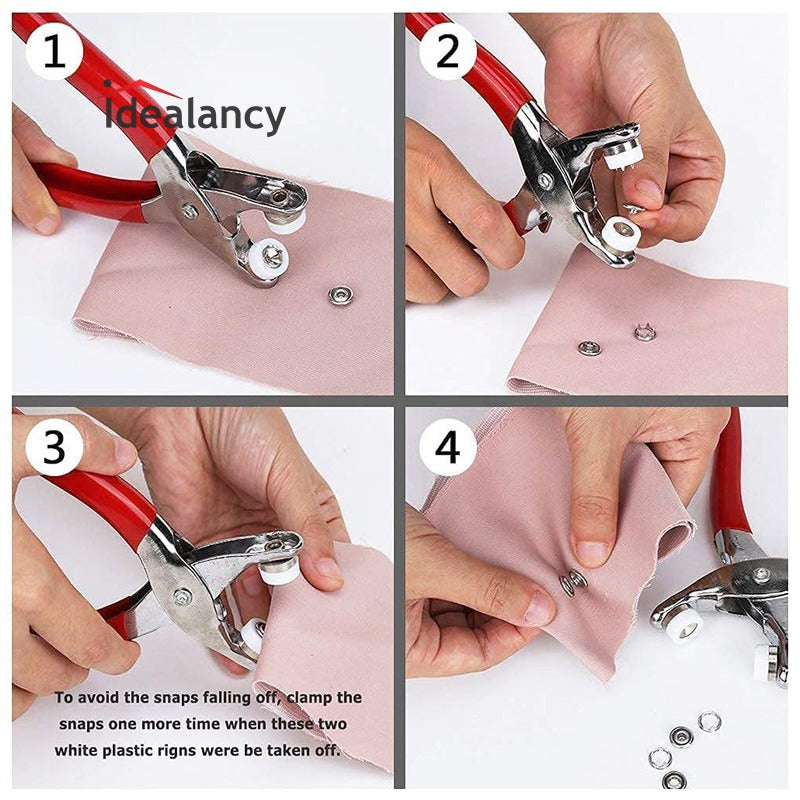 Tich & Lock Button Plier with 50 Snap Fasteners for DIY Sewing & Repairs