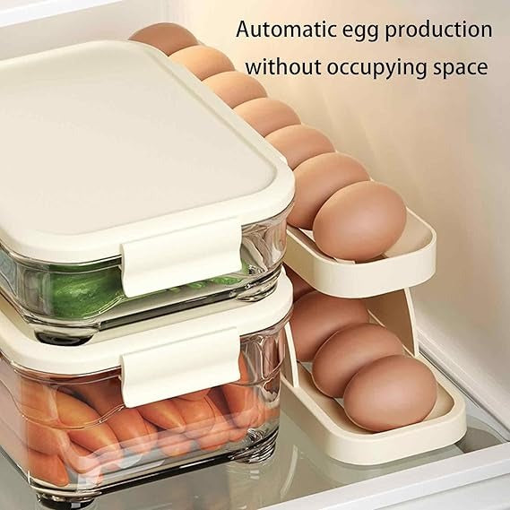 Space-Saving Rolling Refrigerator 15 Egg Holder