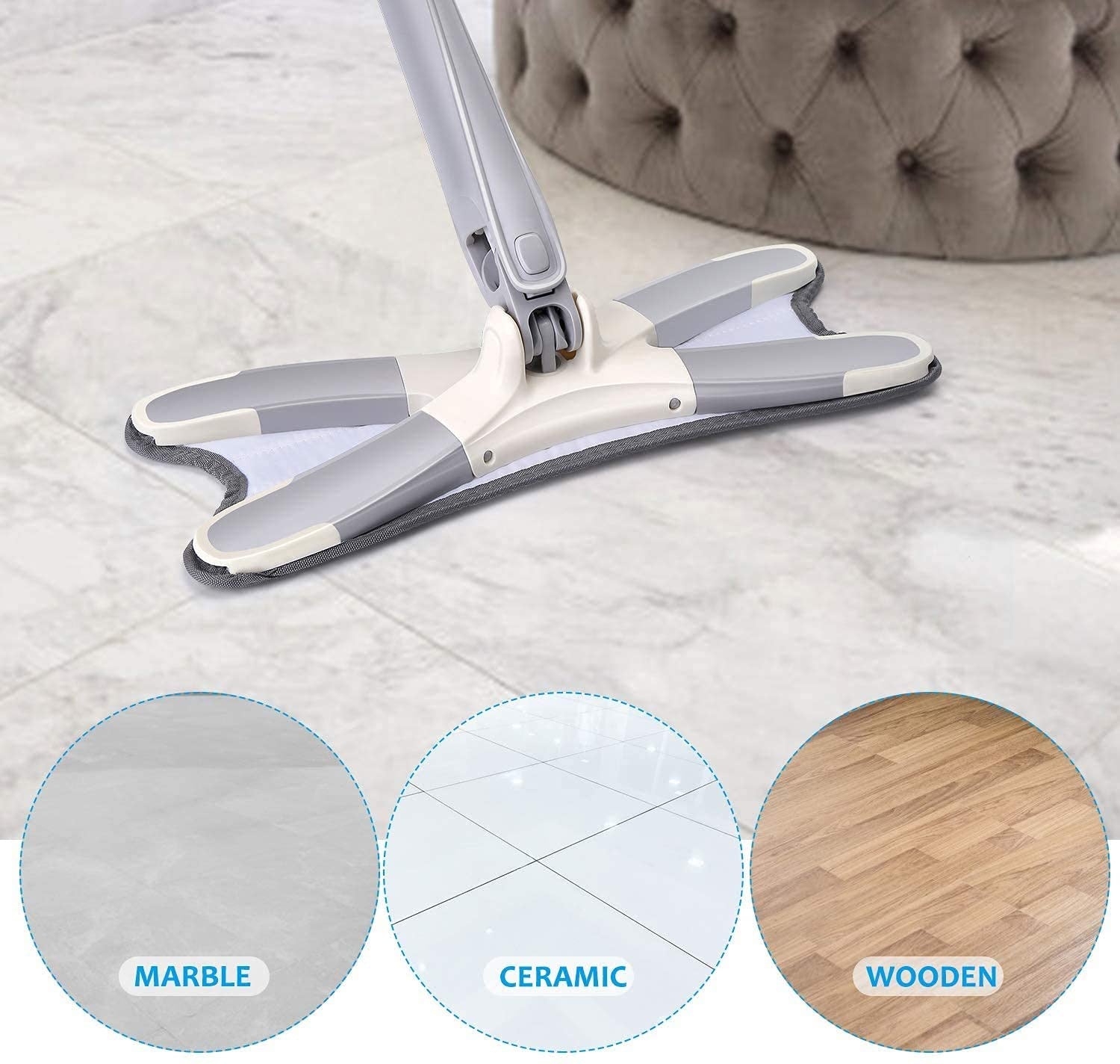 360° Floor Mop Self-Wring Cleaning System for Tiles, Wood & Marble