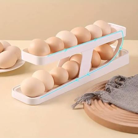 Space-Saving Rolling Refrigerator 15 Egg Holder