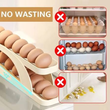 Space-Saving Rolling Refrigerator 15 Egg Holder
